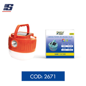 Lámpara LED portátil recargable solar 100W