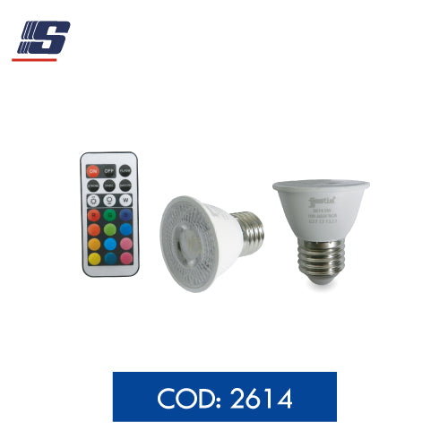 Foco LED dicroico MR16 5W RGB E27