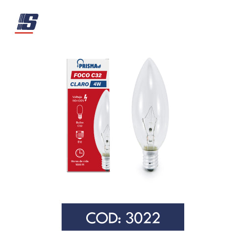 Foco vela C32 claro 4W E12