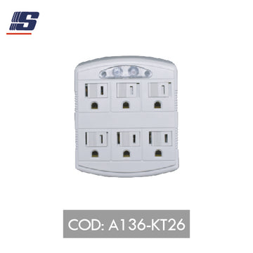 Adaptador eléctrico frontal de 6 servicios