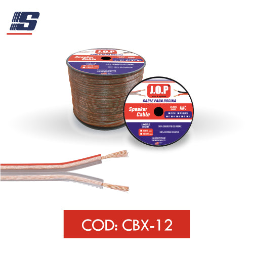 Cable de bocina CCA 30% transparente 2X12 AWG 150M