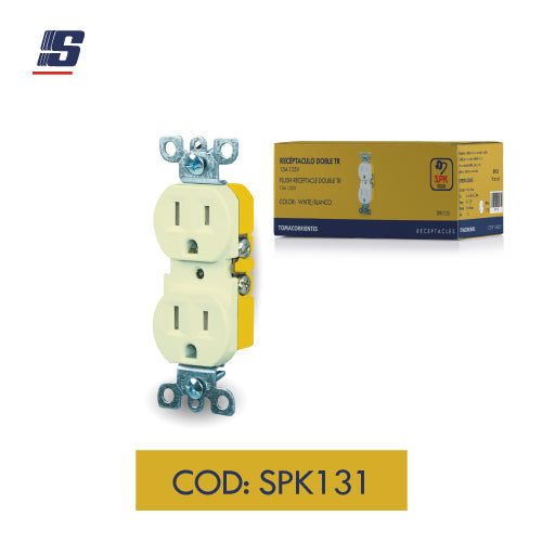Tomacorriente doble empotrable 15A 125V marfil