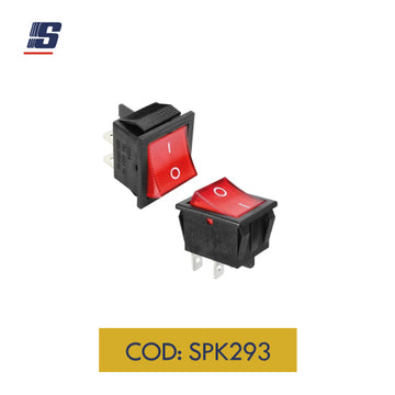 Interruptor mini 4 pines ON-OFF negro & rojo con indicador neón
