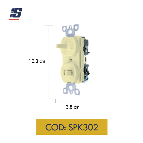 Interruptor empotrable doble 2 vías
