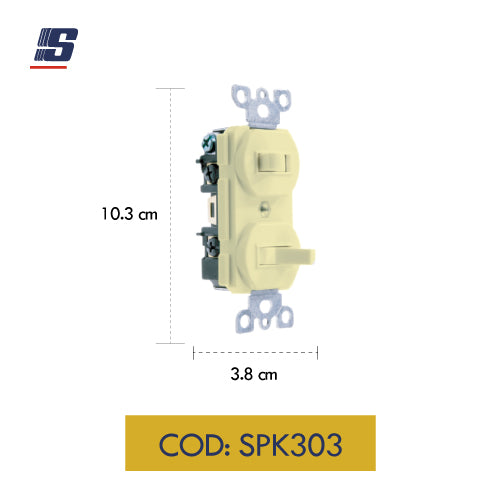 Interruptor empotrable doble 3 vías